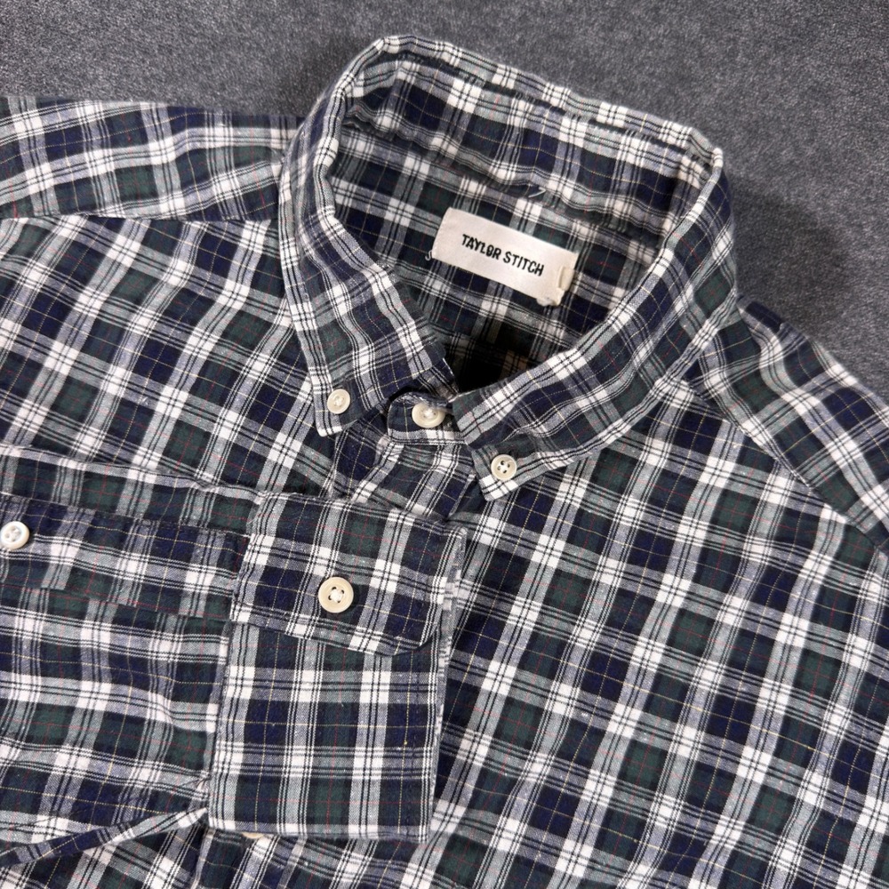 Taylor Stitch Shirt Mens 42 Green Plaid Long Sleeve Button Down Jack Cotton